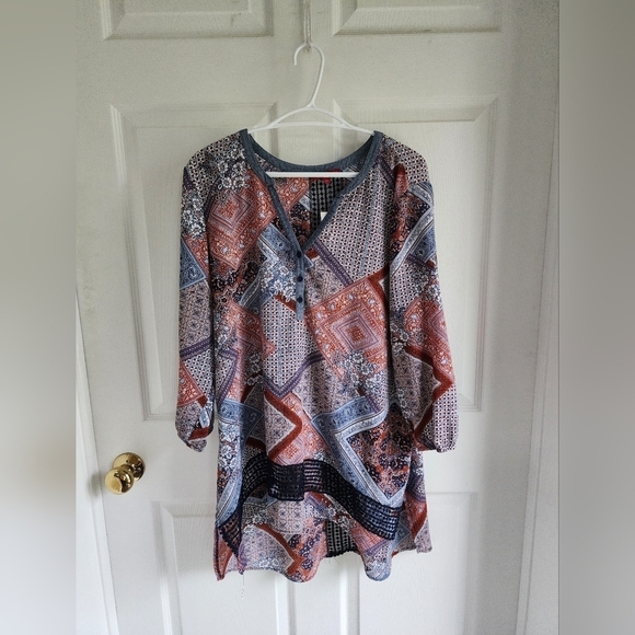 San Francisco Boho Patchwork and Lace Oversize Tunic Size Medium - Picture 1 of 8
